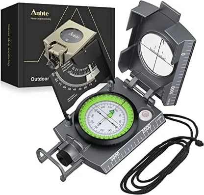 Anbte Hiking,Waterproof Metal Compass with Clinometer,Lightweight