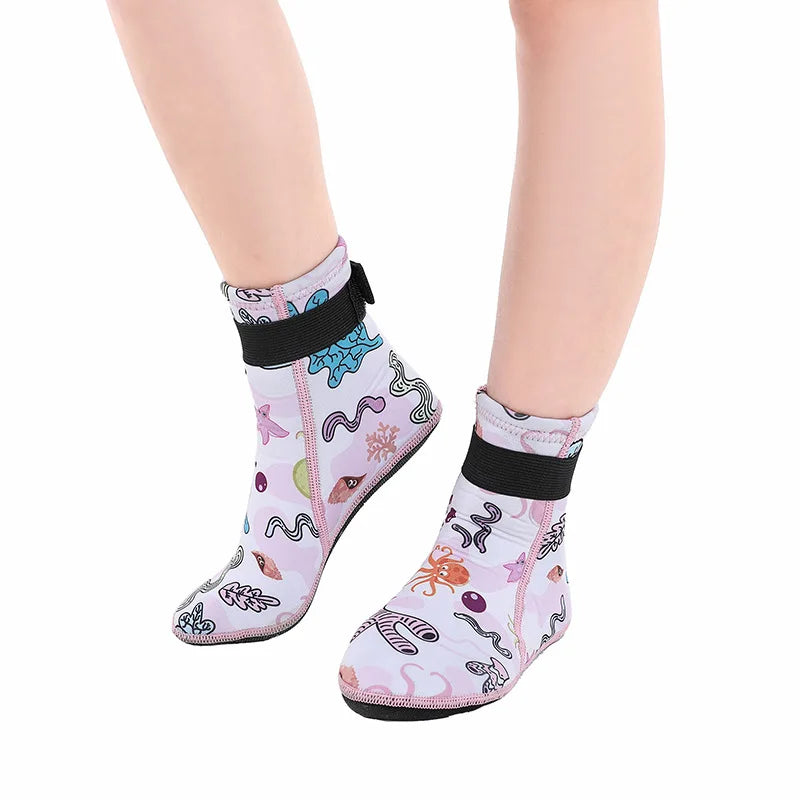 Kids Neoprene Water Socks with Anti Slip Design Adjustable Snorkeling Boots for Beach and Water Activities