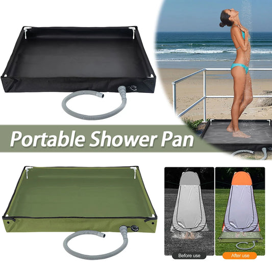 Portable Shower Pan with Drain Hose Camping Shower Base