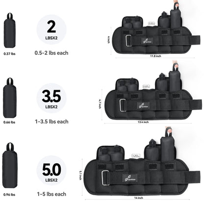 Adjustable Wrist and Ankle Weights 1 Pair 1 2 3 4 6 7 8 10 lbs