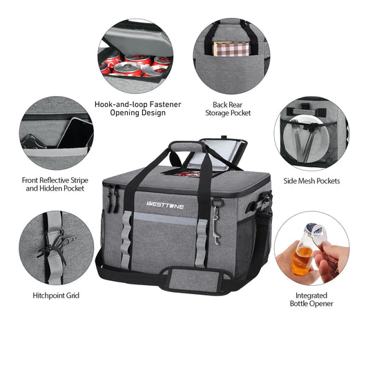 WESTTUNE 75 Cans Soft Cooler Bag Collapsible Cooler Ice Chest Large Leakproof Camping Cooler Portable Cooler for Travel Beach