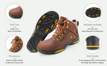 Men's ,Soft Toe, Slip Resistant Waterproof Safety Shoes