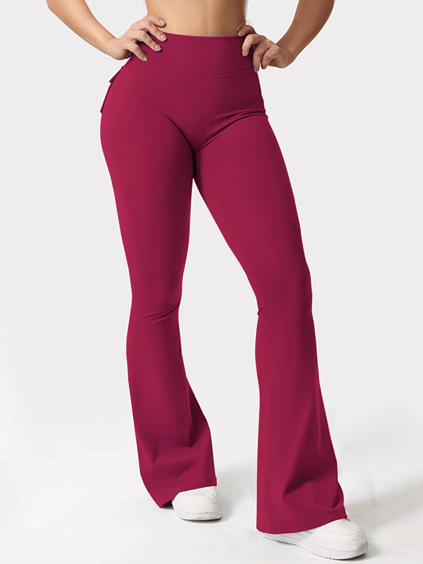 Women's Yoga Flare Trousers, High-Waisted Tummy-Control Wide-Leg
