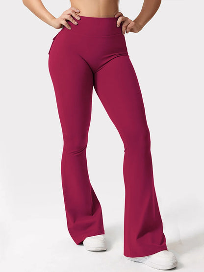 Women's Yoga Flare Trousers, High-Waisted Tummy-Control Wide-Leg