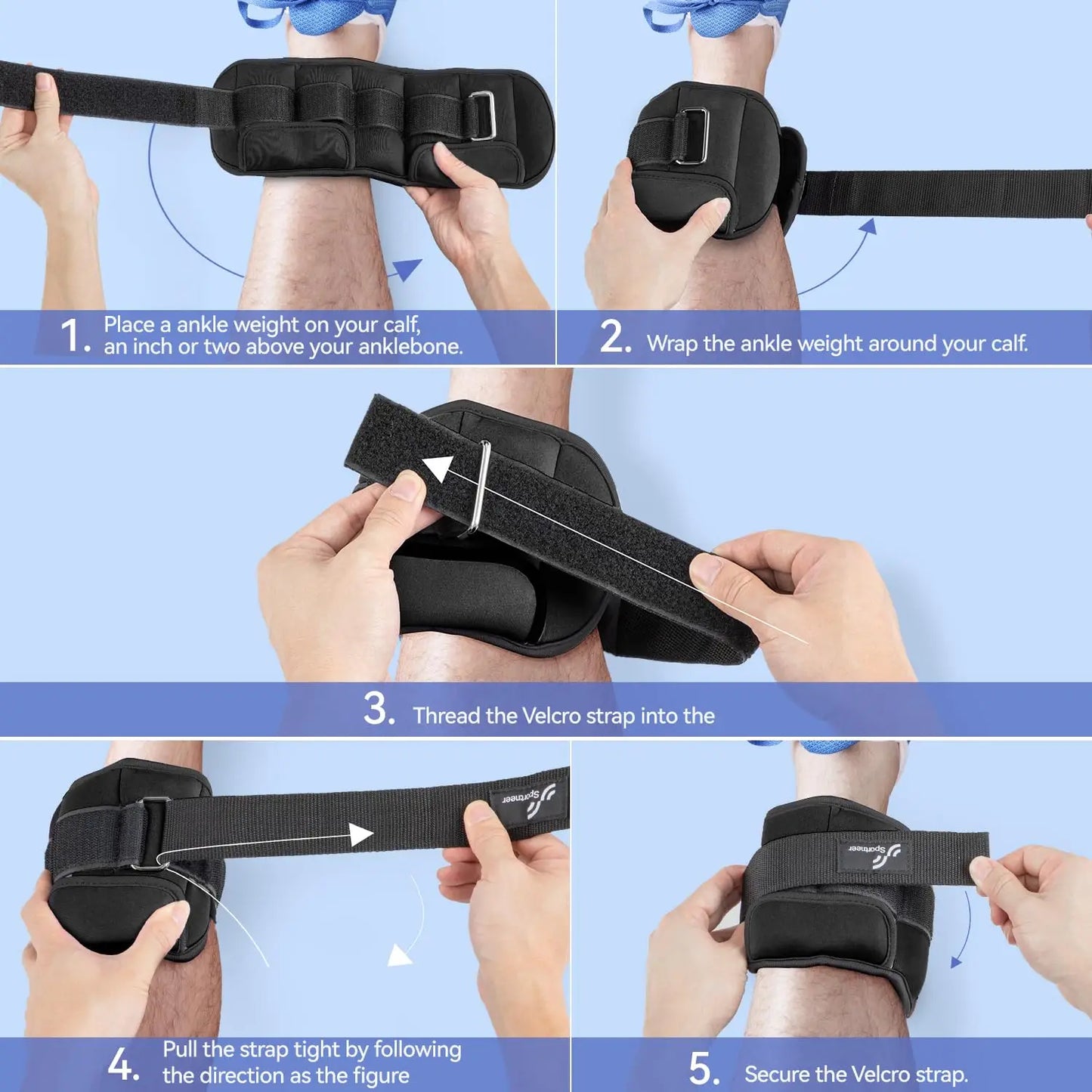 Adjustable Wrist and Ankle Weights 1 Pair 1 2 3 4 6 7 8 10 lbs