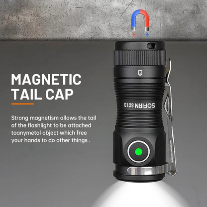 Mini SC13 SST40 LED 1300lm Tactical 18350 Rechargeable Flashlight  with Magnetic end