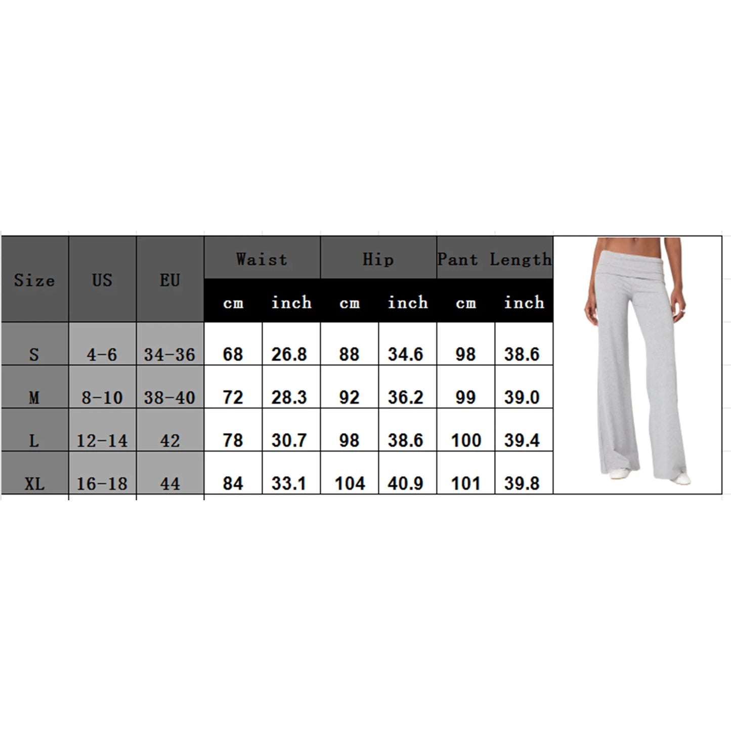 Casual Wide Leg Sweatpants for Women Fold Over Low Rise Flare