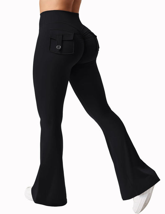 Women's Yoga Flare Trousers, High-Waisted Tummy-Control Wide-Leg