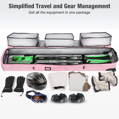 Pink/Black Skiing Bags with Rolling Wheel