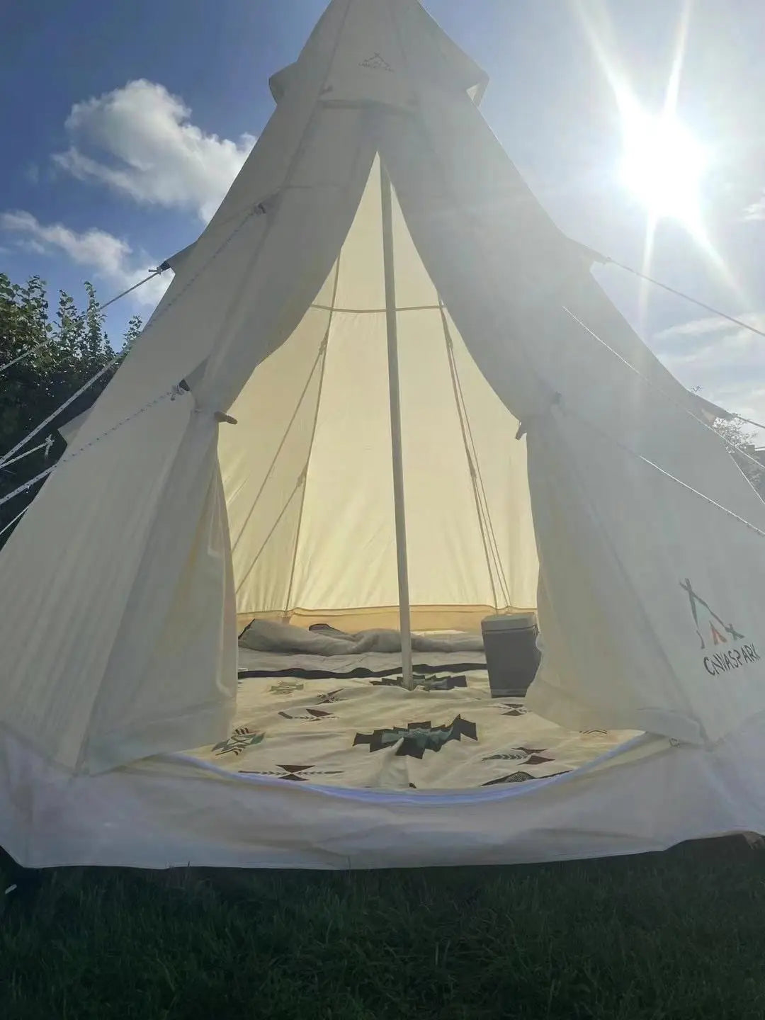 Bell Tent 4 Season 9.85ft Glamping Tent, Ideal for Camping, Hiking,Canvas with Aluminum Pole. Support