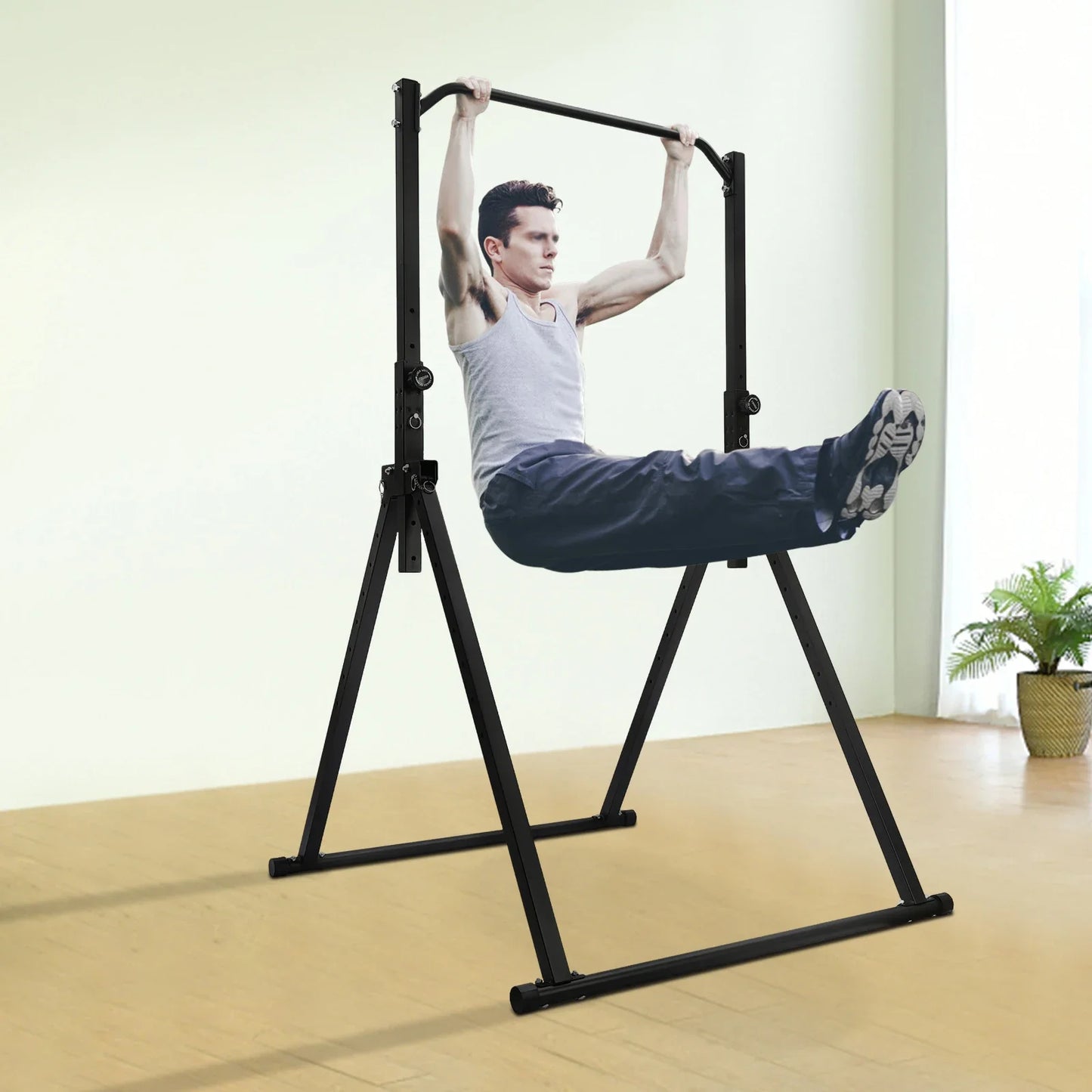 Horizontal Adjustable Height,200kg Load-bearing Triangular Single Bar Pull Up Station