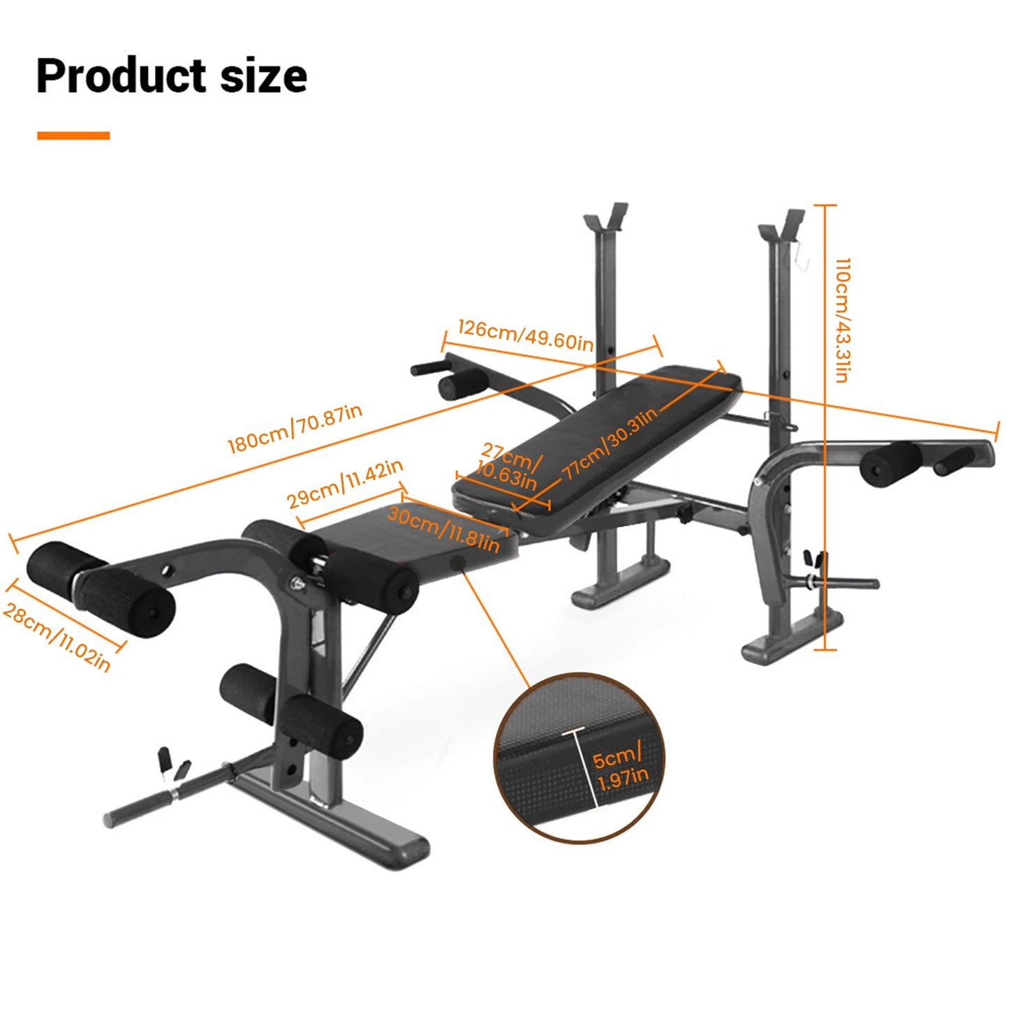 Standard Weight Bench, Press Set with Preacher Curl Pad and Leg Developer