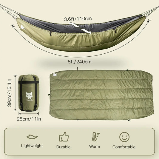 Night Hammock Underquilts Sleeping Bag Insulated 4 Seasons  5-20℃ 8x3.6ft