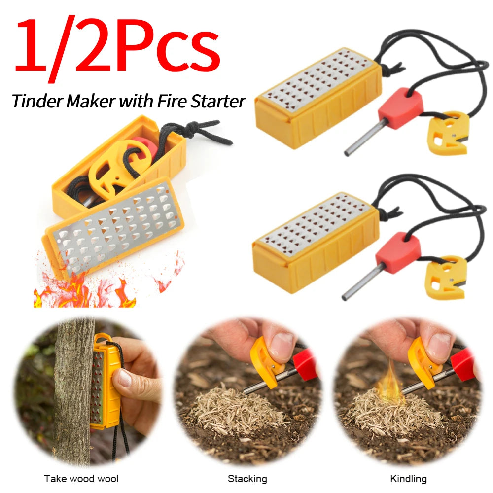 1/2 Pcs Tinder Maker with Fire Starter  for Camping Hiking