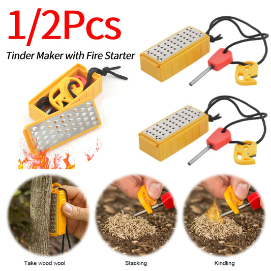 1/2 Pcs Tinder Maker with Fire Starter  for Camping Hiking