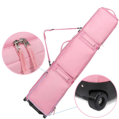 Pink/Black Skiing Bags with Rolling Wheel