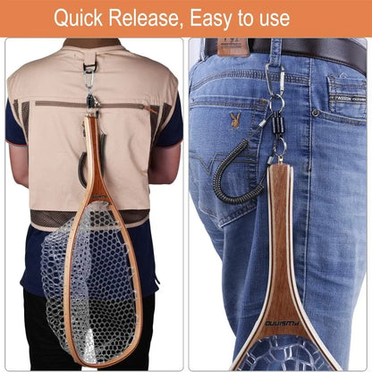 Fly Fishing Wooden Frame Net with Magnetic Release