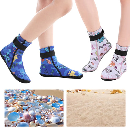 Kids Neoprene Water Socks with Anti Slip Design Adjustable Snorkeling Boots for Beach and Water Activities