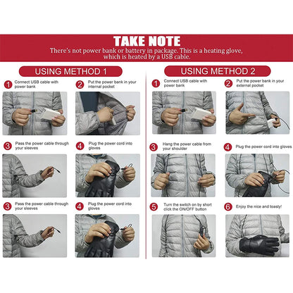 USB Heated Waterproof Electric Warming Gloves for Off Road Skiing