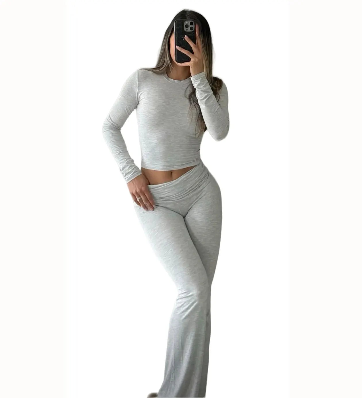 Women's Yoga Two-Piece Set Long-Sleeve Wide-Leg Activewear