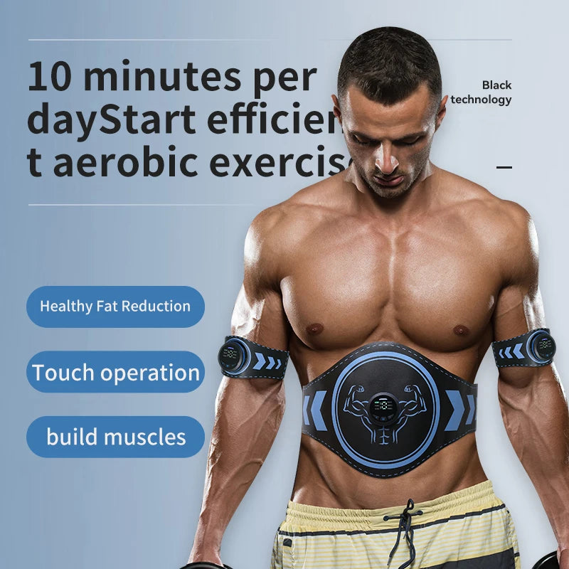 EMS Muscle Stimulator Abdominal Toner Belt ABS Trainer Wireless USB Recharge